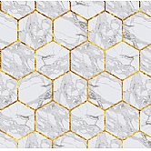 08 - Hexagon Marble Gold Trim